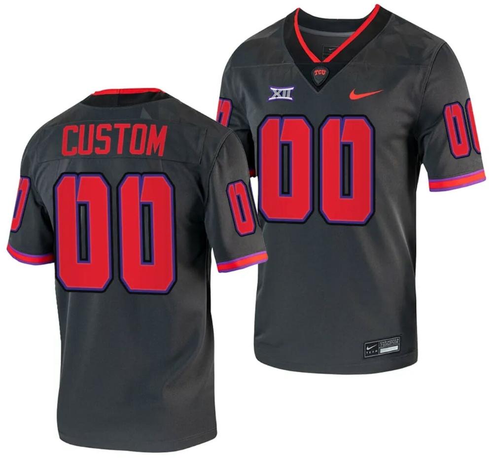 Mens Custom Tcu Horned Frogs Jersey Alternate College Football Grey Replica