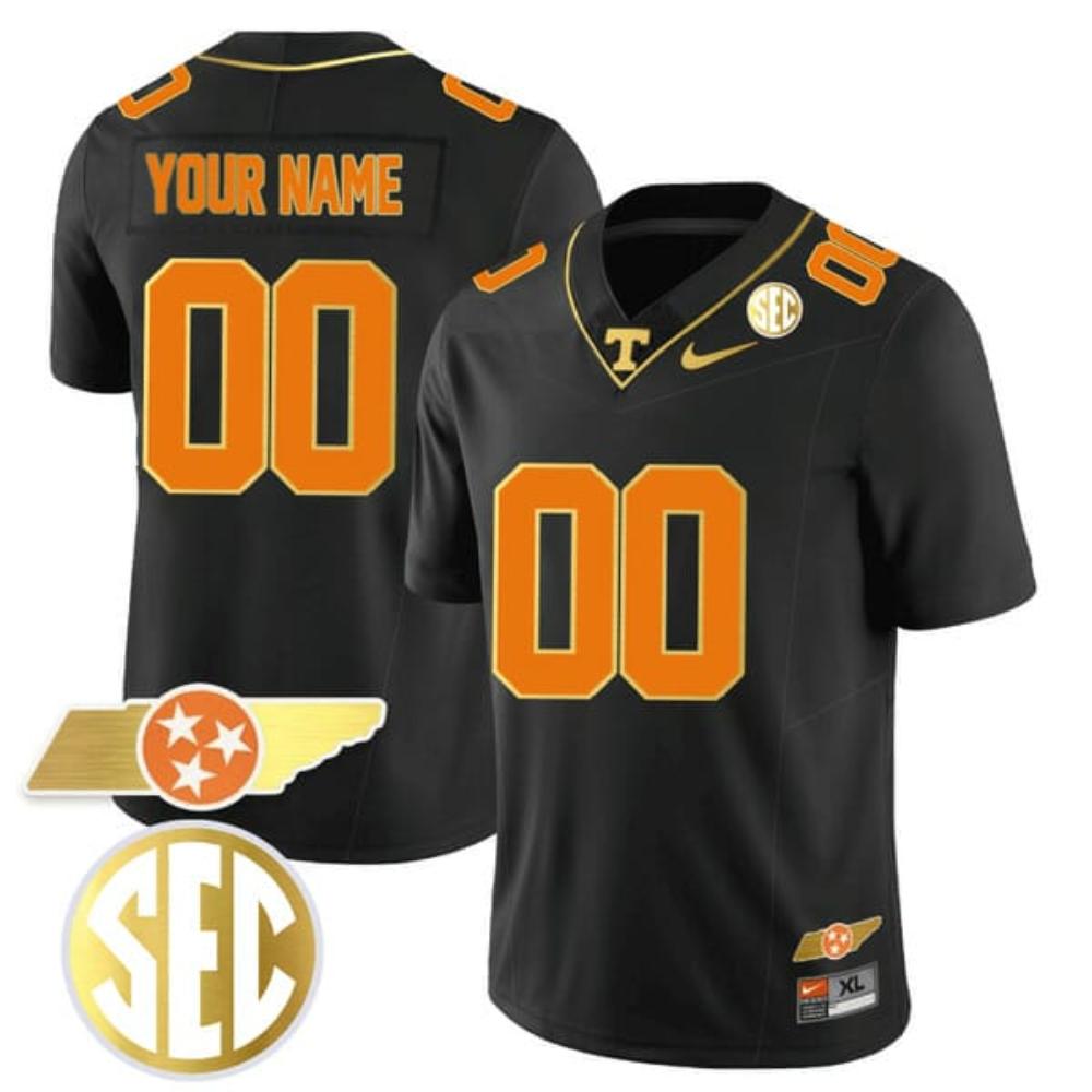 Mens Custom Tennessee Volunteers Jersey Checkerboar Gold Limited College Footb