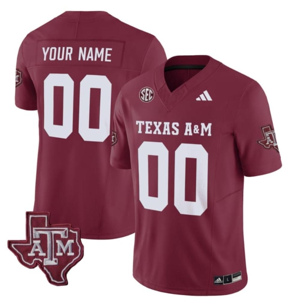 Mens Custom Texas Am Aggies Jersey Limited College Footb Maroon