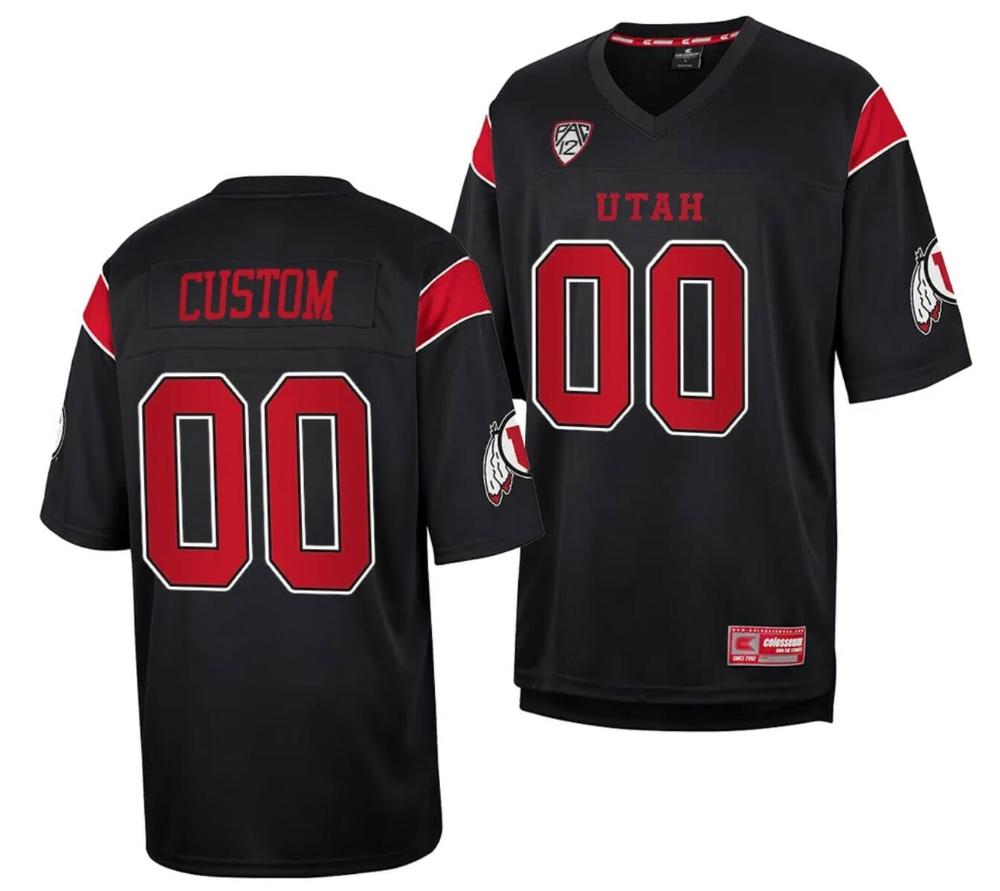 Mens Custom Utah Utes Jersey Throwback Black College Football 2023