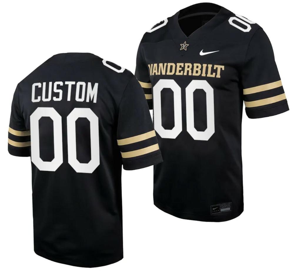 Mens Custom Vanderbilt Commodores Jersey Home College Football Black
