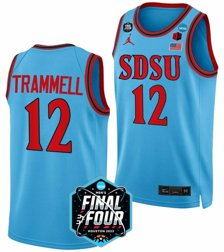 Mens Darrion Trammell Jersey San Diego State Aztecs Basketball 2023 Ncaa Final
