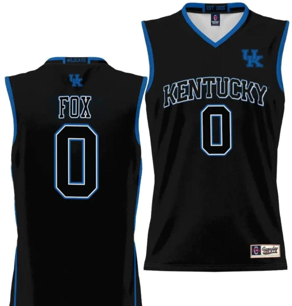 Mens Deaaron Fox Jersey 0 Kentucky Wildcats Nil College Basketball Black