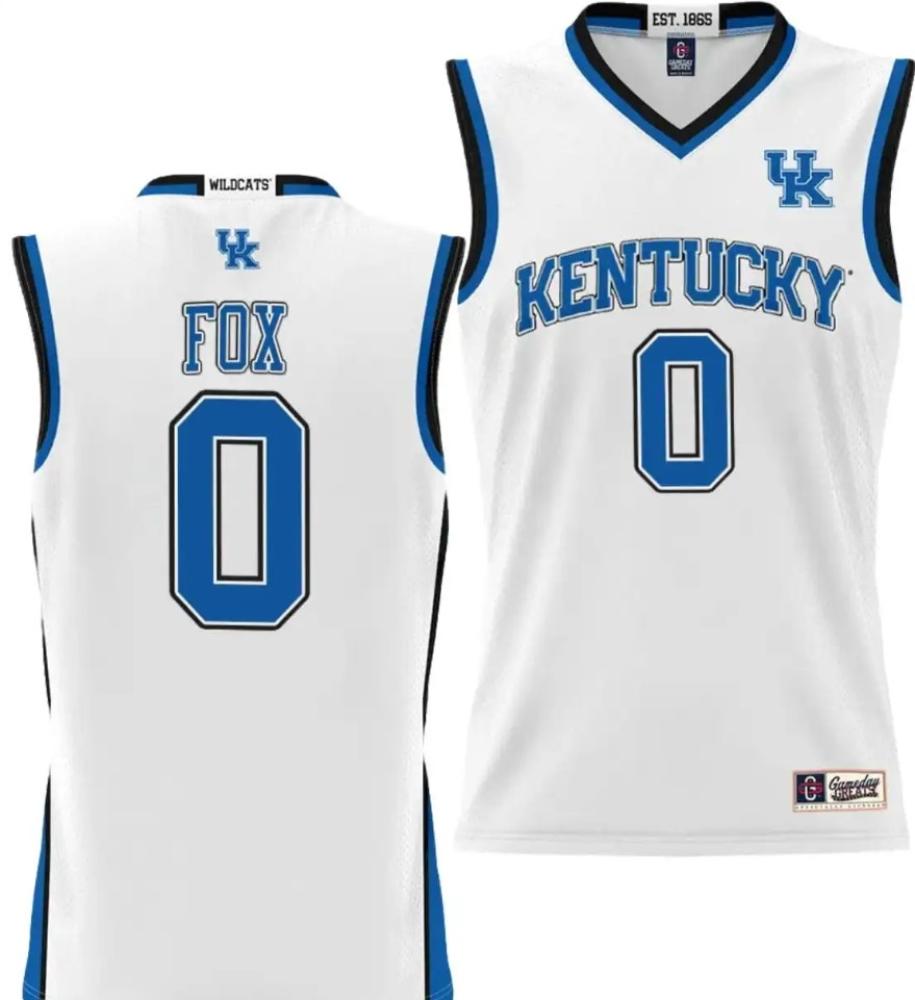 Mens Deaaron Fox Jersey 0 Kentucky Wildcats Nil College Basketball White