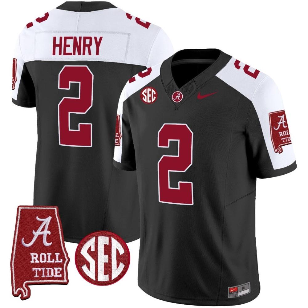 Mens Derrick Henry Jersey 2 Alabama Crimson Tide Alabama Map Black Alternate