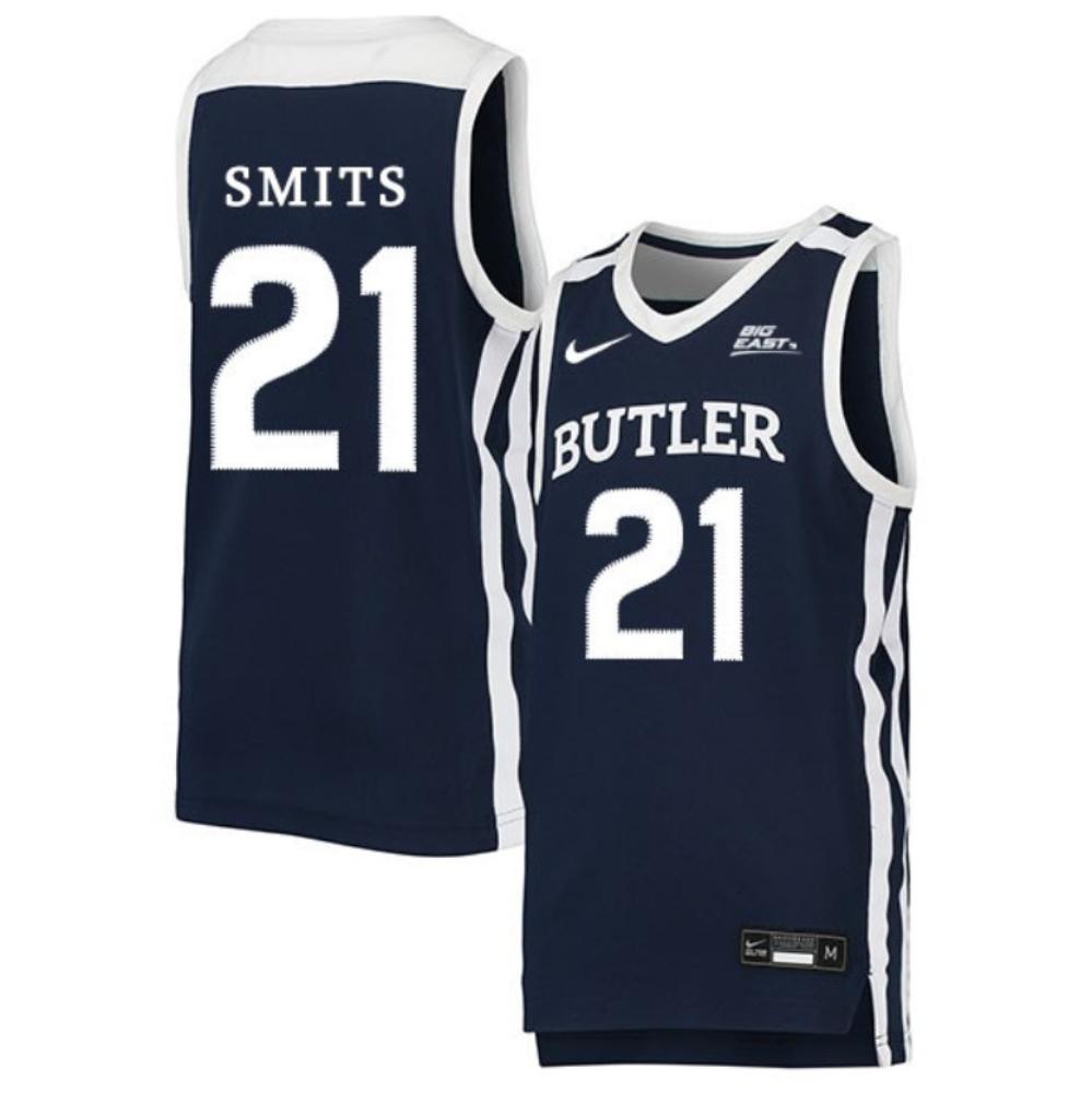 Mens Derrik Smits 21 Navy Butler Bulldogs College Basketball Jersey