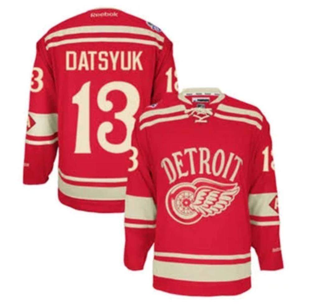 Mens Detroit Red Wings 13 Pavel Datsyuk Hocley All Stitched Red Jersey