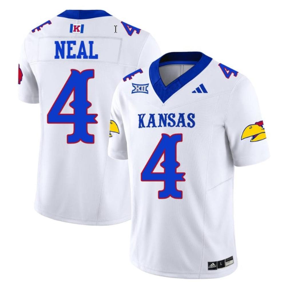 Mens Devin Neal Jersey 4 Kansas Jayhawks Blackhawk White