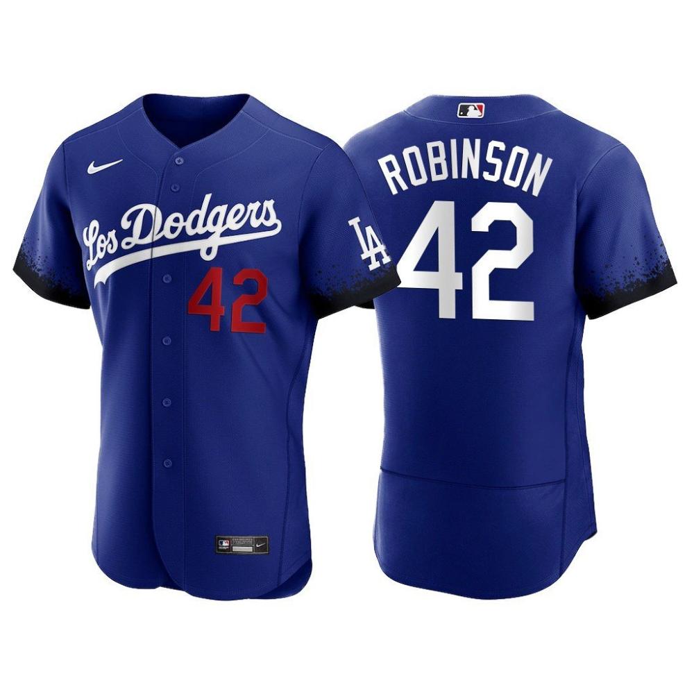 Mens Dodgers 42 Jackie Robinson City Jersey Royal Blue