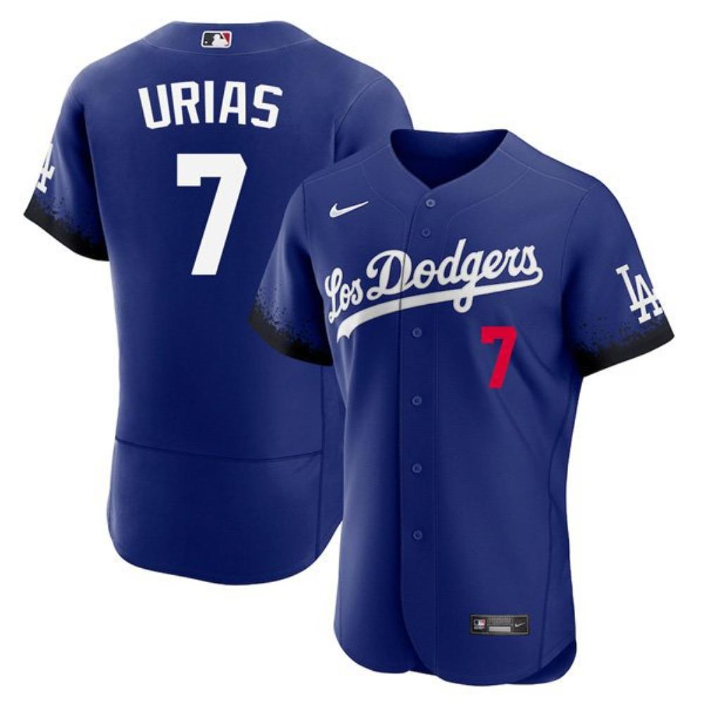 Mens Dodgers 7 Julio Urias City Flex Base Jersey Royal Blue