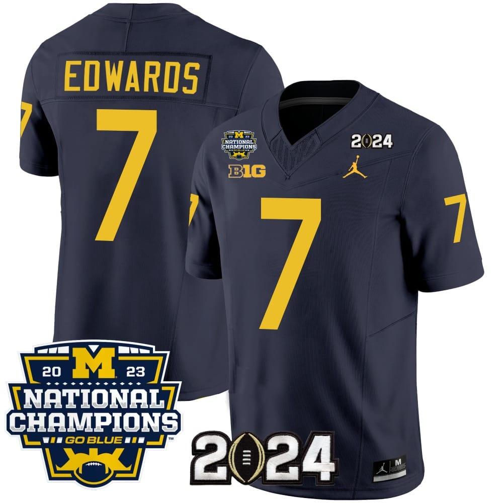 Mens Donovan Edwards Jersey 7 Michigan Wolverines 2024 National Champions Pa