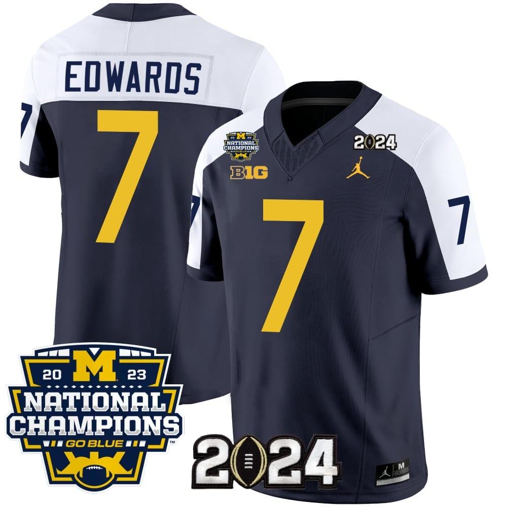 Mens Donovan Edwards Jersey 7 Michigan Wolverines 2024 National Champions Pat