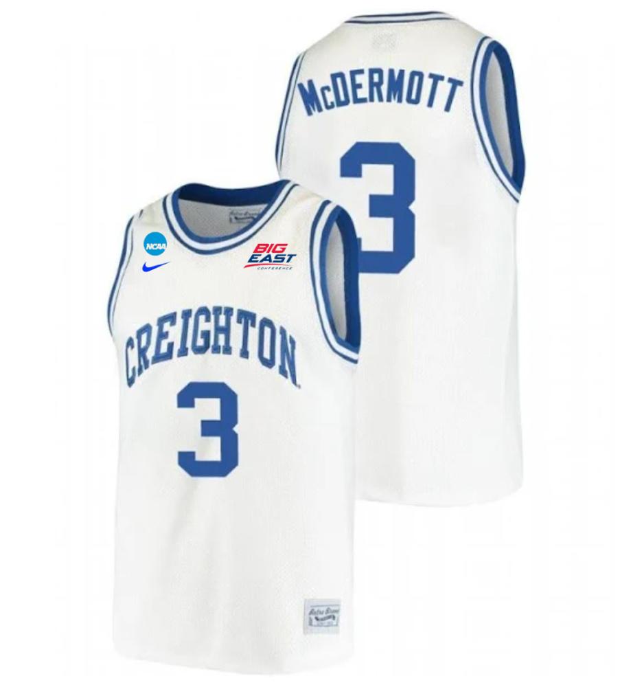 Mens Doug Mcdermott 3 Creighton Bluejays Ncaa 2024 Basketball Jersey   White