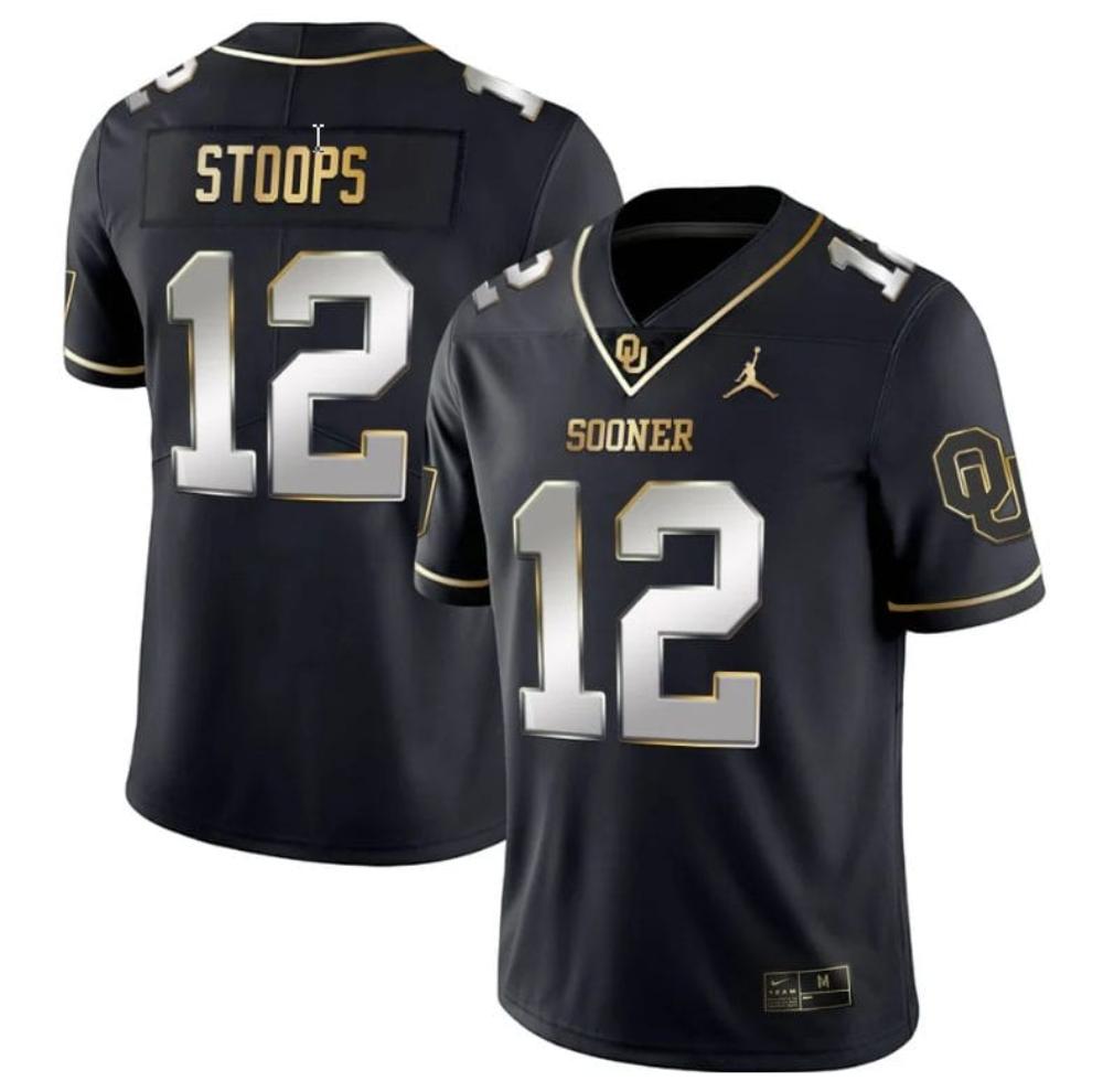 Mens Drake Stoops Jersey 12 Oklahoma Sooners College Football Stitched Black