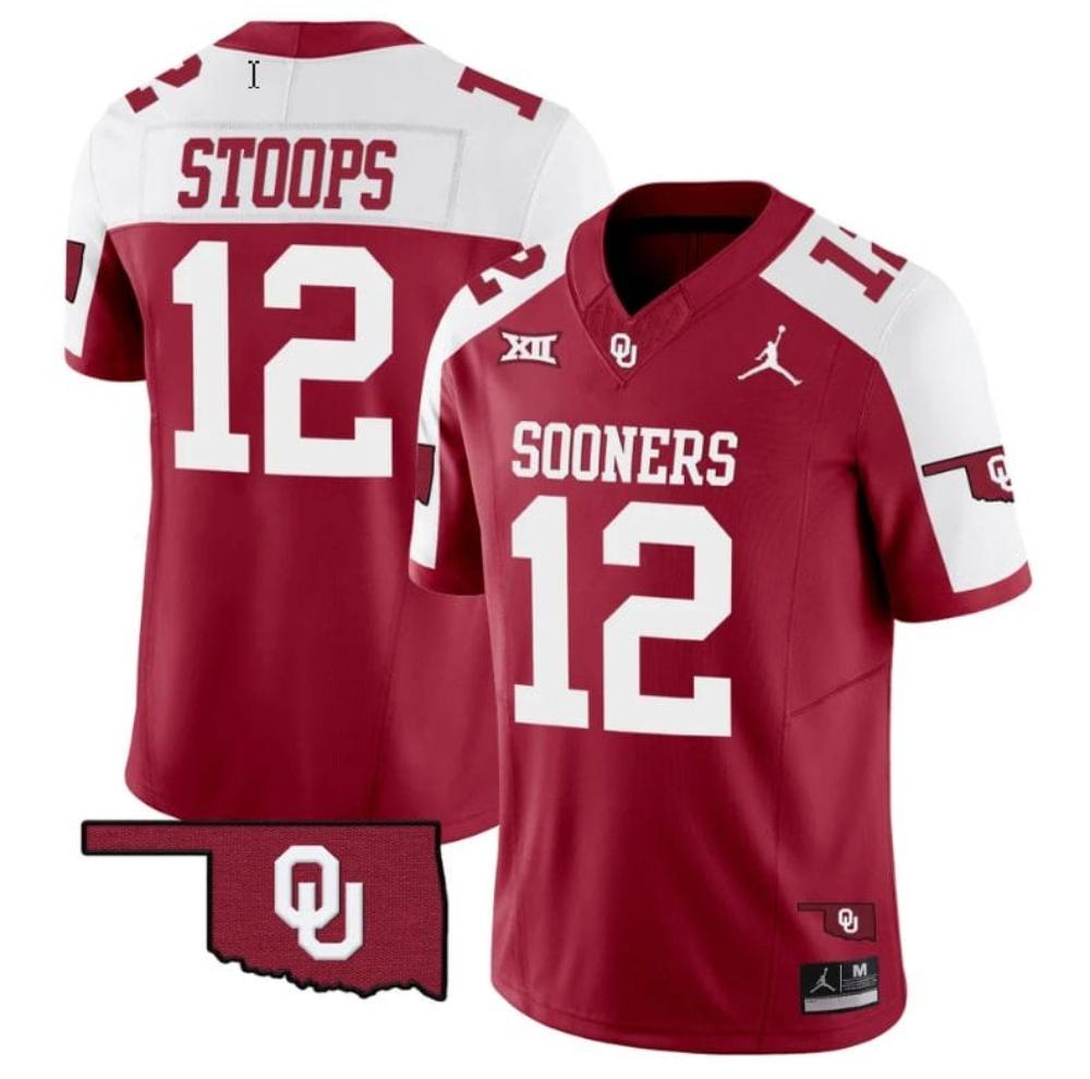 Mens Drake Stoops Jersey 12 Oklahoma Sooners Vapor Limited Alternate
