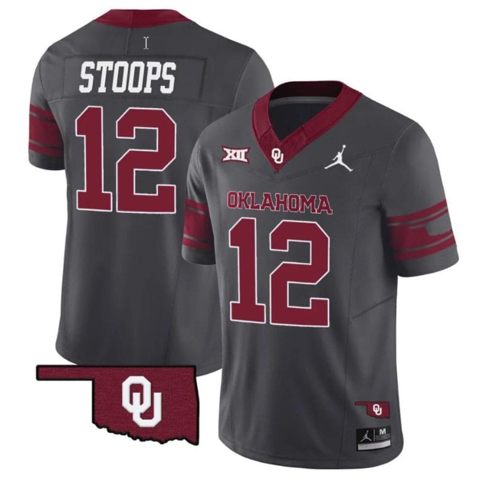 Mens Drake Stoops Jersey 12 Oklahoma Sooners Vapor Limited Anthracite