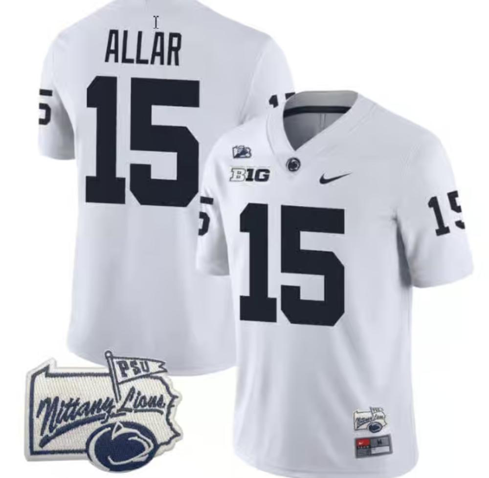 Mens Drew Allar Jersey 15 Penn State Nittany Lions Psu College Stitched White