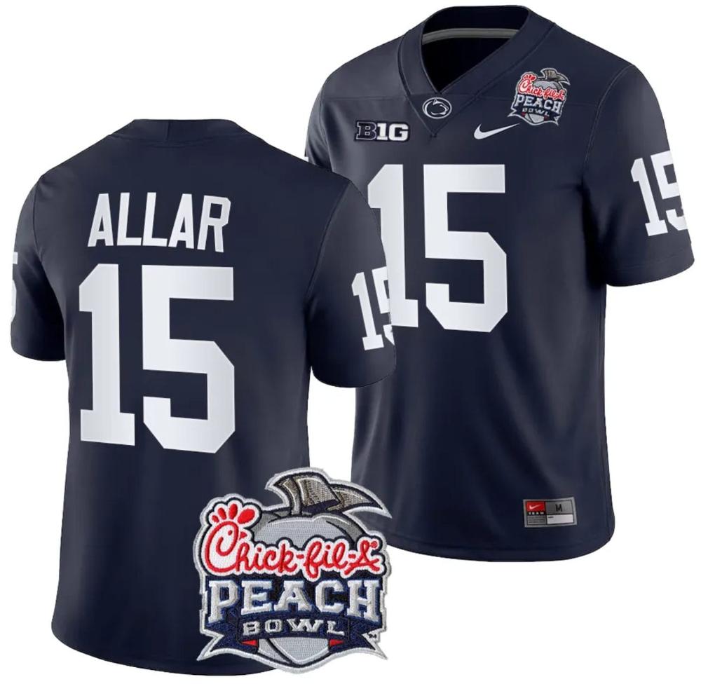 Mens Drew Allar Jersey 15 Penn State Peach Bowl Patch 2024 College Football N