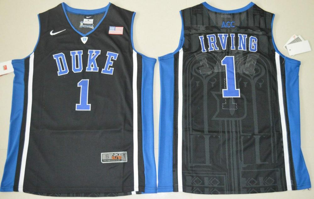 Mens Duke Blue Devils 1 Kyrie Irving Ncaa Basketball Black Jersey Elite