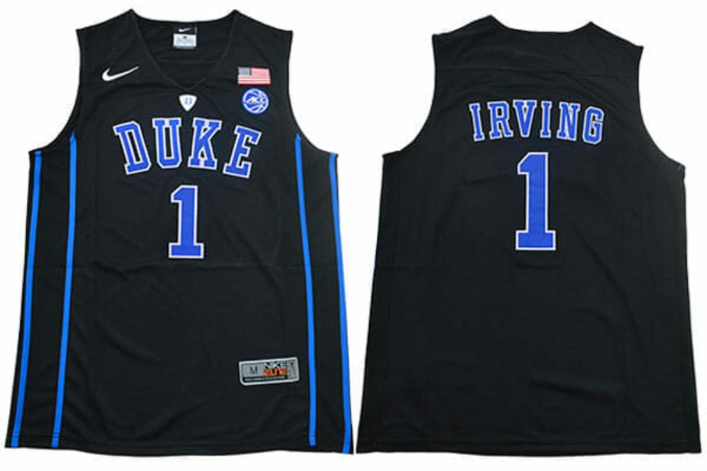 Mens Duke Blue Devils 1 Kyrie Irving Ncaa Basketball Black Jersey V neck
