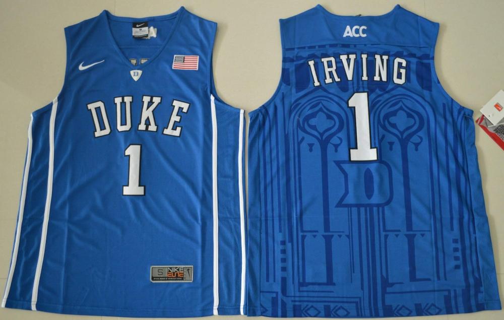 Mens Duke Blue Devils 1 Kyrie Irving Ncaa Basketball Jersey Blue V neck