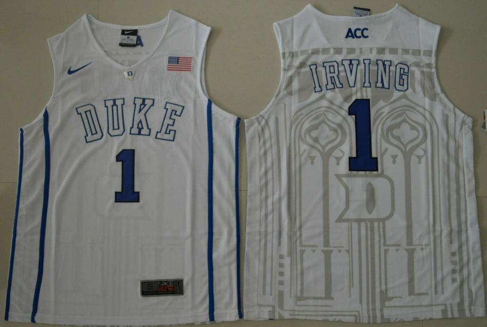 Mens Duke Blue Devils 1 Kyrie Irving Ncaa Basketball Jersey White V neck