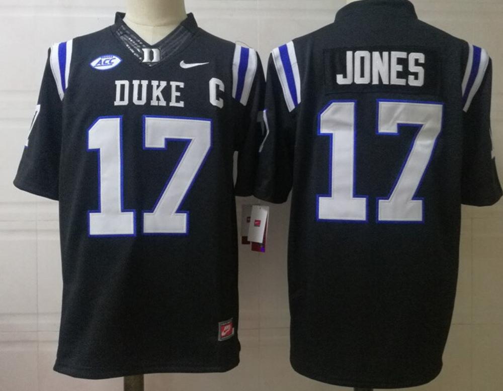 Mens Duke Blue Devils 17 Jones College Football Jersey Black