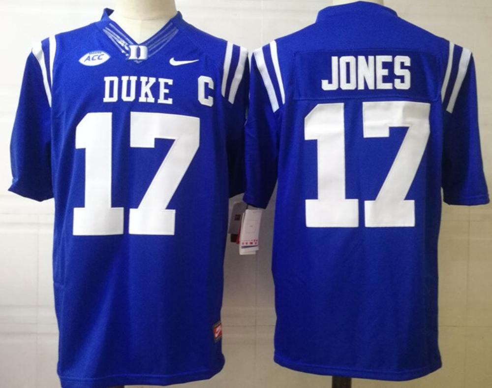 Mens Duke Blue Devils 17 Jones College Football Jersey Blue