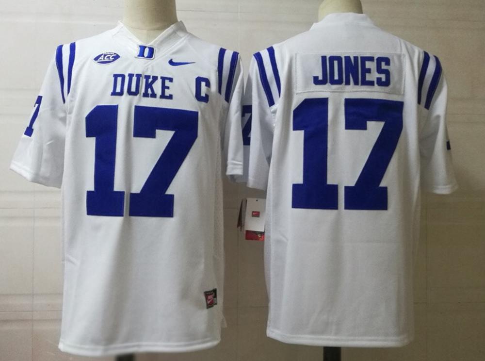 Mens Duke Blue Devils 17 Jones College Football Jersey White