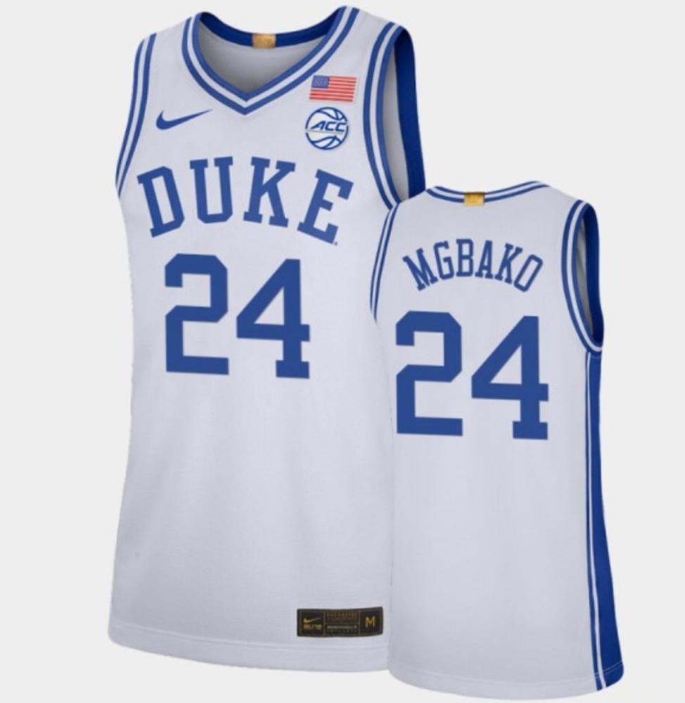 Mens Duke Blue Devils 24 Mackenzie Mgbako College Basketball Jersey White