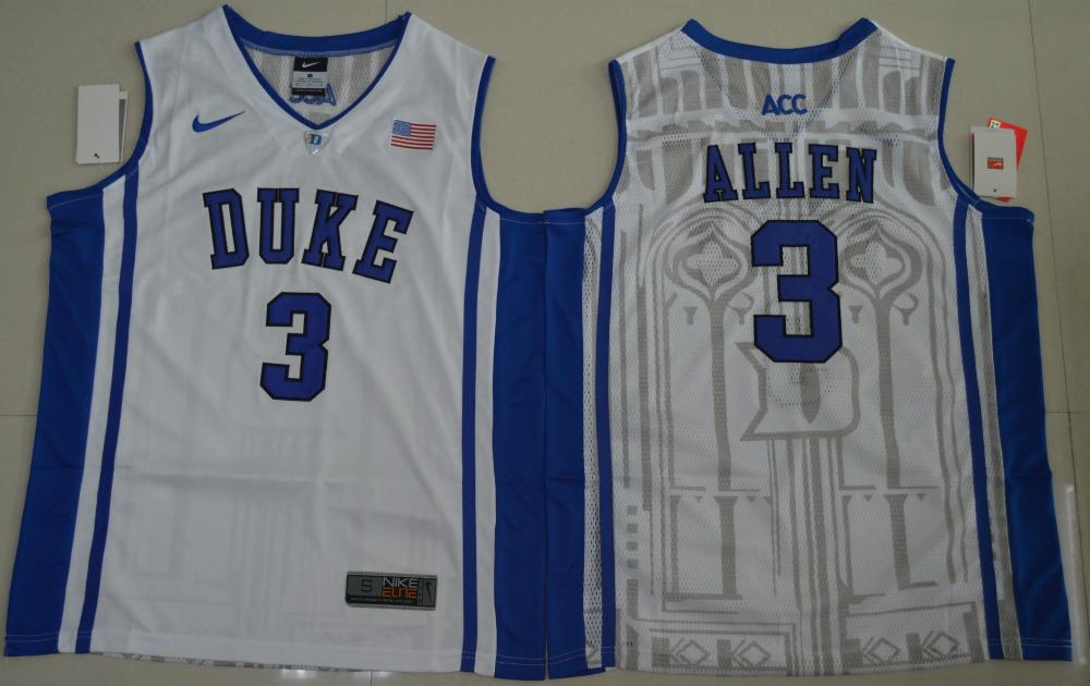 Mens Duke Blue Devils 3 Garyson Allen Basketball Ncaa Basketball Jersey White