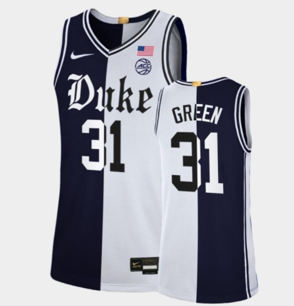 Mens Duke Blue Devils 31 Nyah Green College Basketball Jersey White   Navy