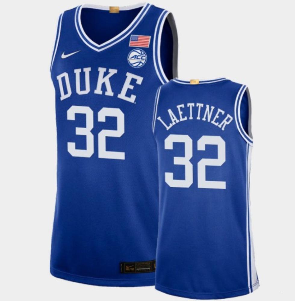 Mens Duke Blue Devils 32 Christian Laettner College Basketball Jersey Blue