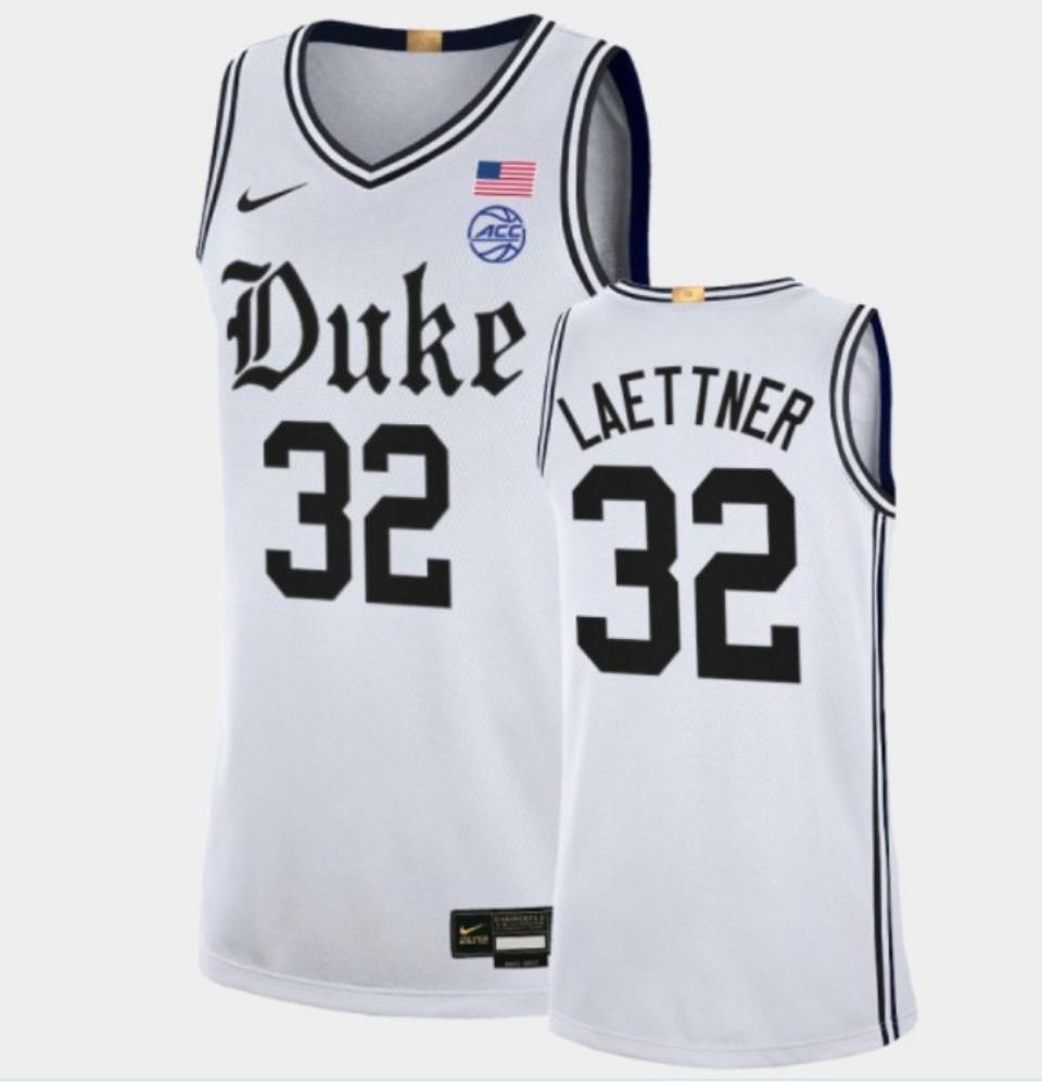 Mens Duke Blue Devils 32 Christian Laettner College Basketball Jersey White