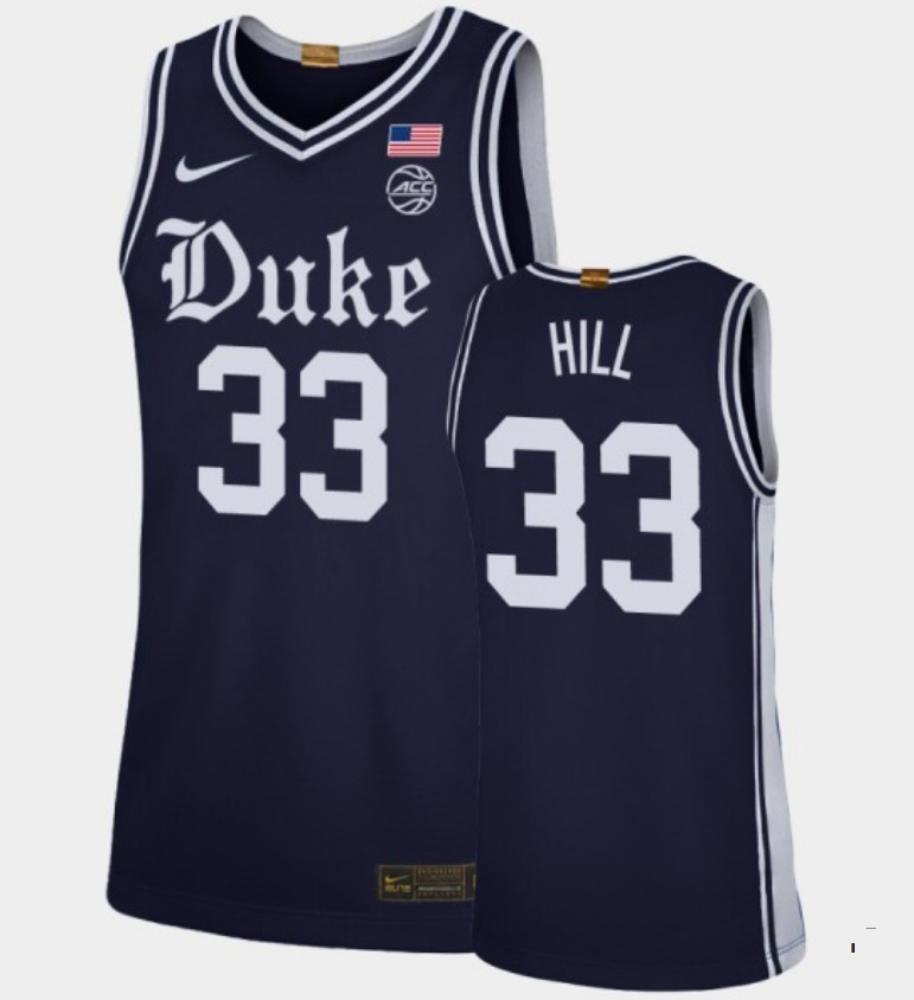 Mens Duke Blue Devils 33 Grant Hill College Basketball Jersey Navy