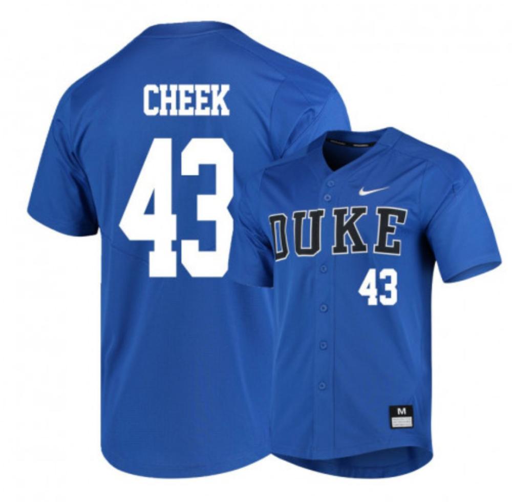 Mens Duke Blue Devils 43 Chase Cheek Jersey College Baseball Jersey Blue