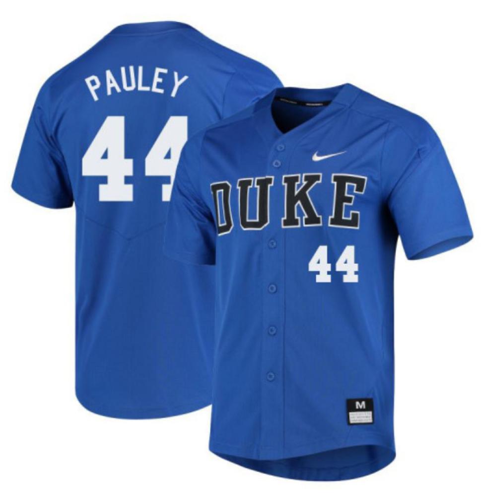 Mens Duke Blue Devils 44 Graham Pauley Jersey College Baseball Jersey Blue