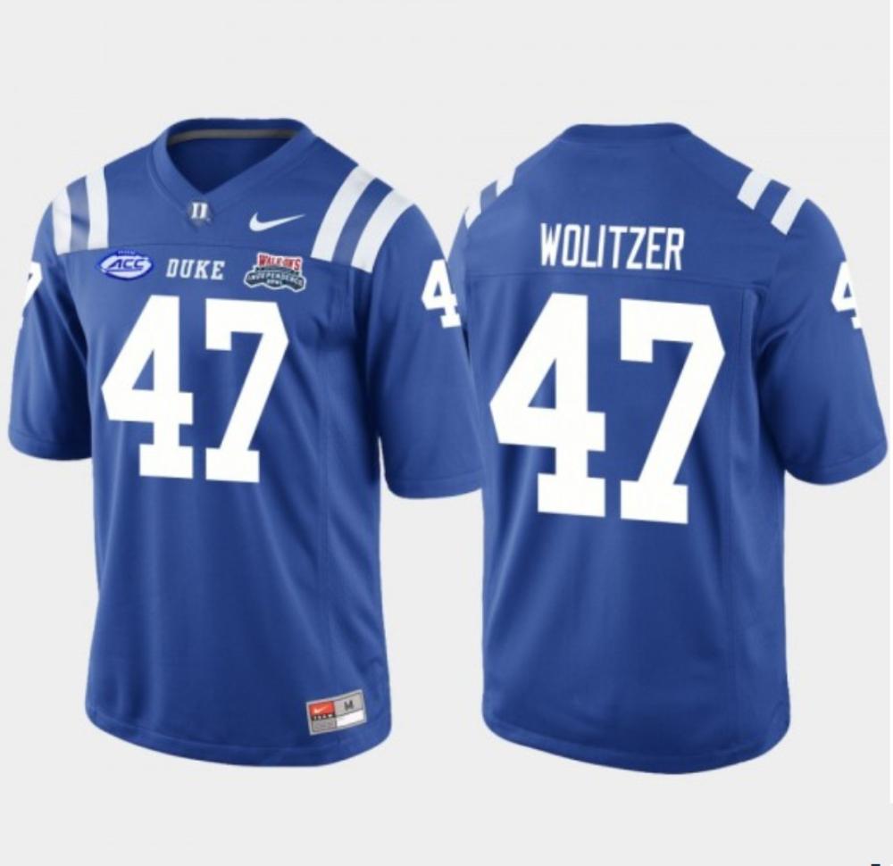 Mens Duke Blue Devils 47 Ryan Wolitzer College Football Bowl Jersey Blue