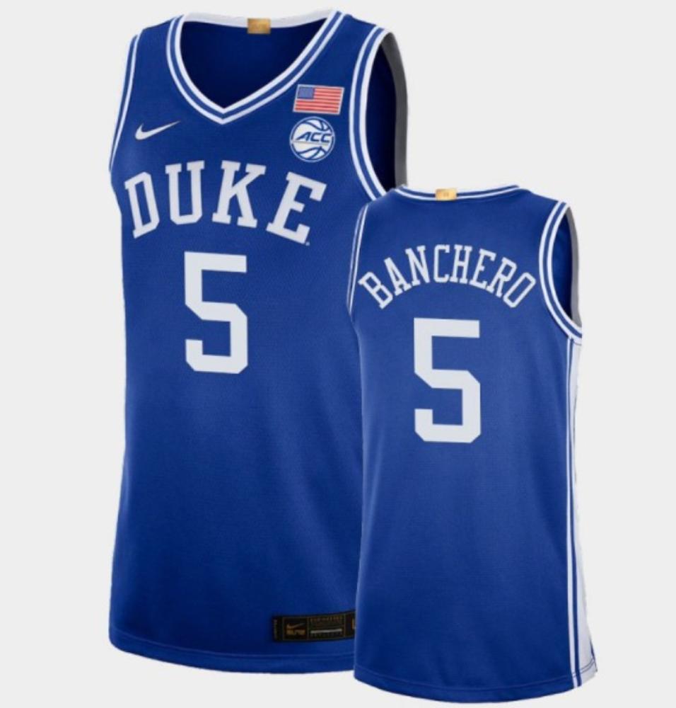Mens Duke Blue Devils 5 Paolo Banchero Basketball Jersey Blue