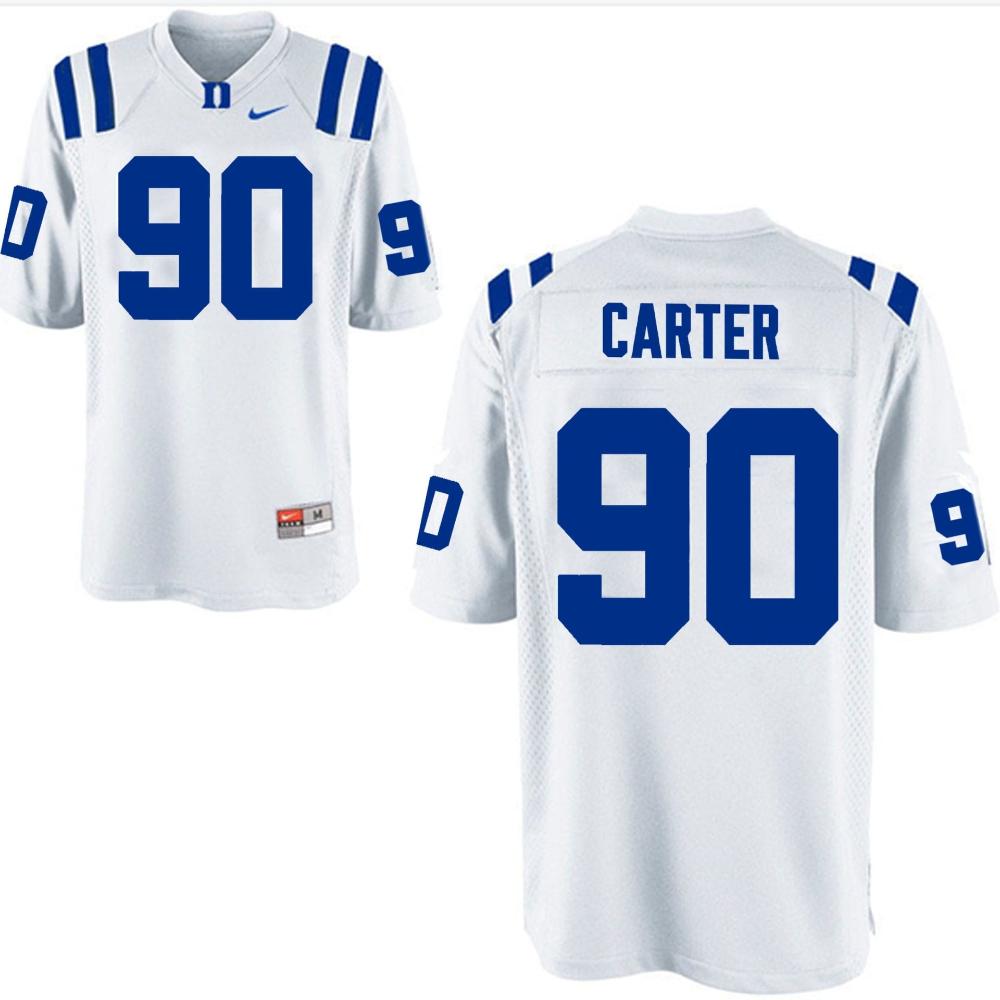 Mens Duke Blue Devils Dewayne Carter Jersey 90 College White