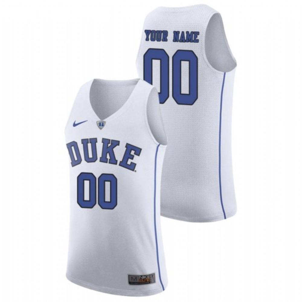 Mens Duke Blue Devils White Custom Basketball March Madness Jersey