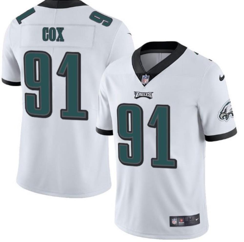 Mens Eagles 91 Fletcher Cox White Stitched Limited Jersey