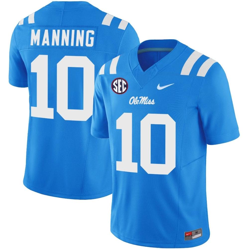 Mens Eli Manning Jersey 10 Ole Miss Rebels Football Vapor Limited Powder Bluewvk599sbtd_69