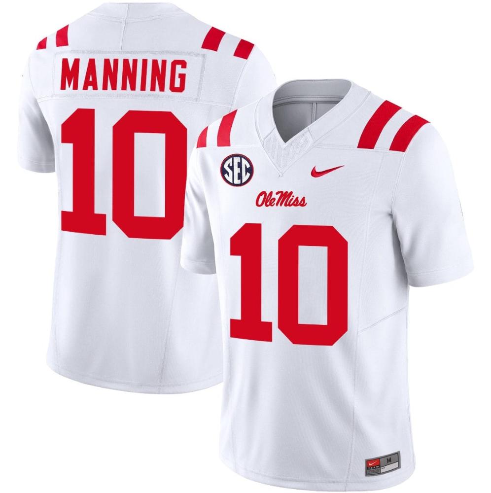 Mens Eli Manning Jersey 10 Ole Miss Rebels Football Vapor Limited White