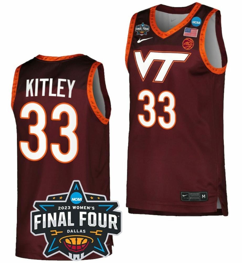 Mens Elizabeth Kitley Jersey Virginia Tech Hokies Basketball 2023 Ncaa March M