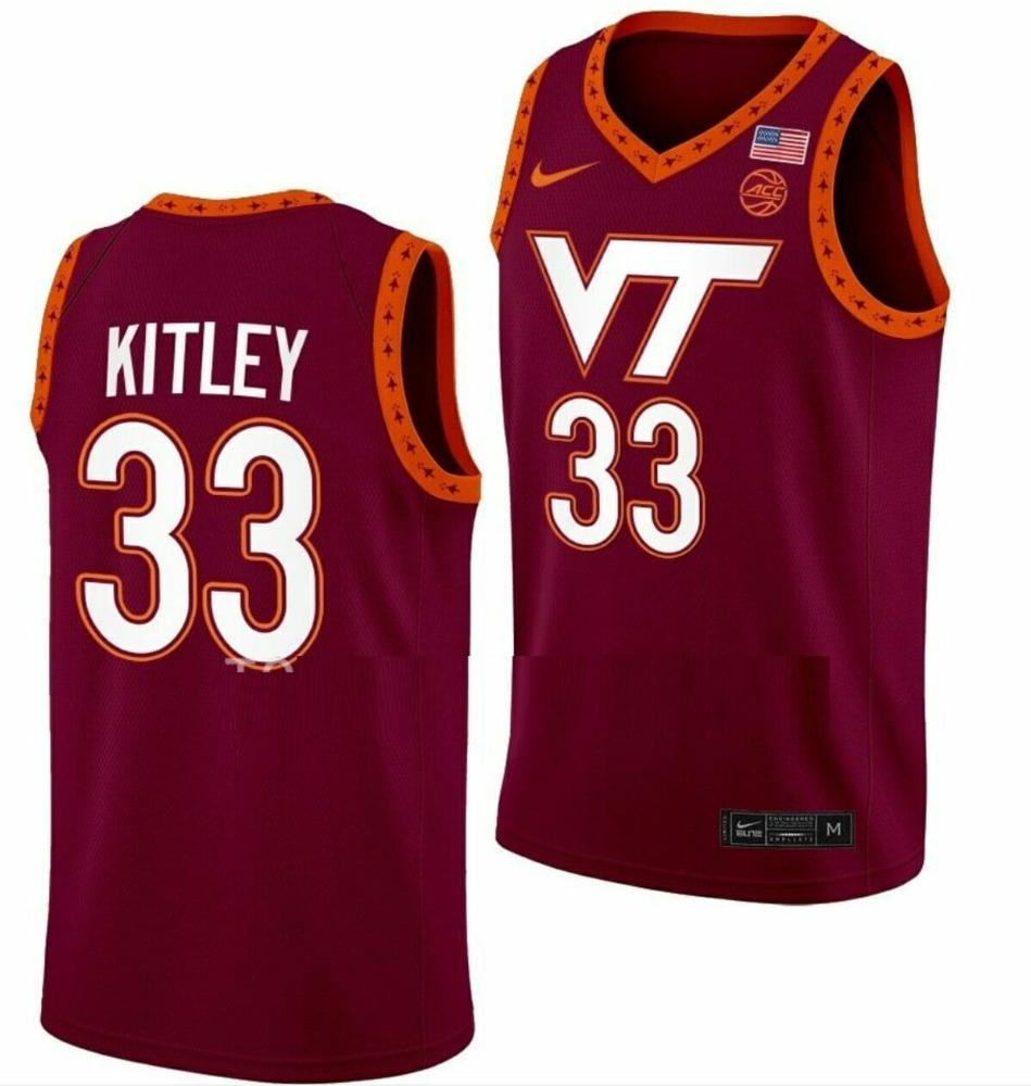 Mens Elizabeth Kitley Jersey Virginia Tech Hokies Basketball Maroon 33