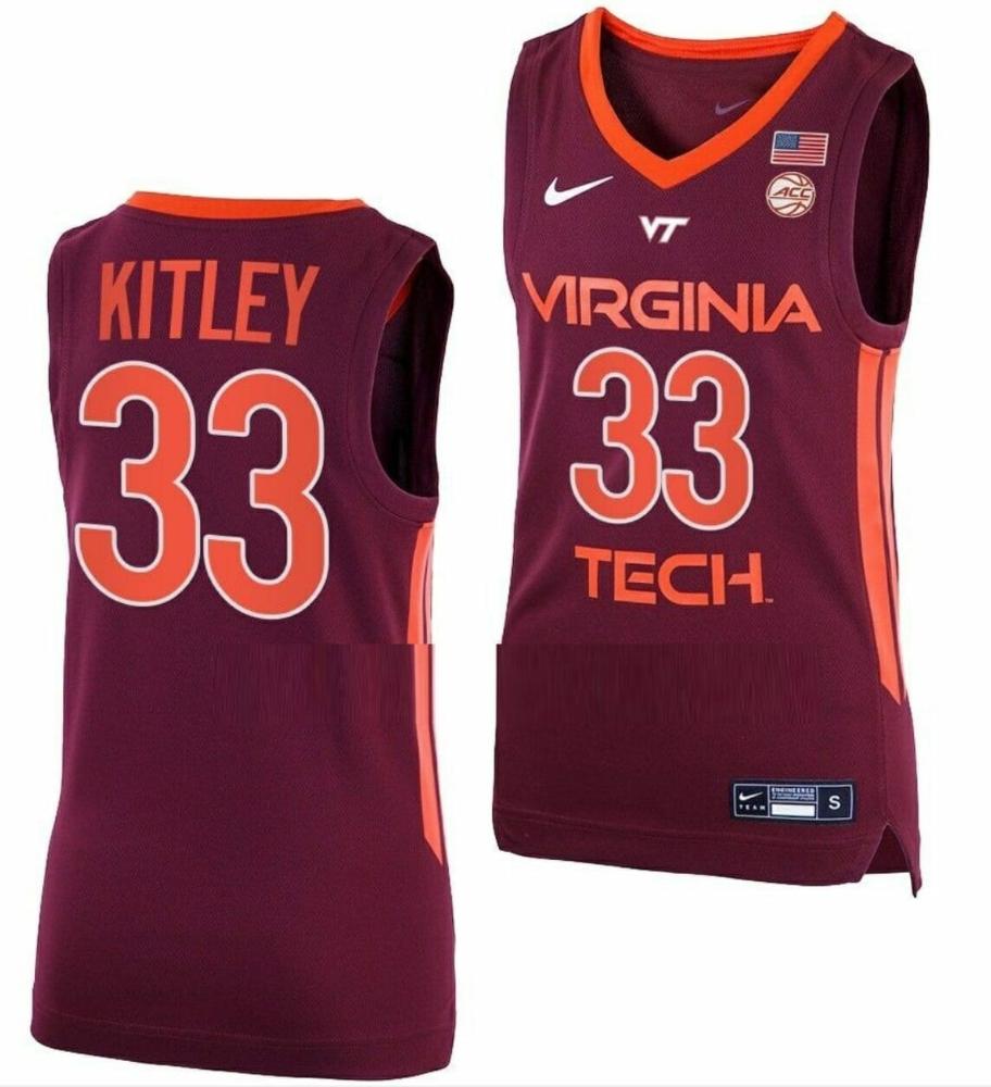 Mens Elizabeth Kitley Jersey Virginia Tech Hokies Basketball Replica Maroon 33