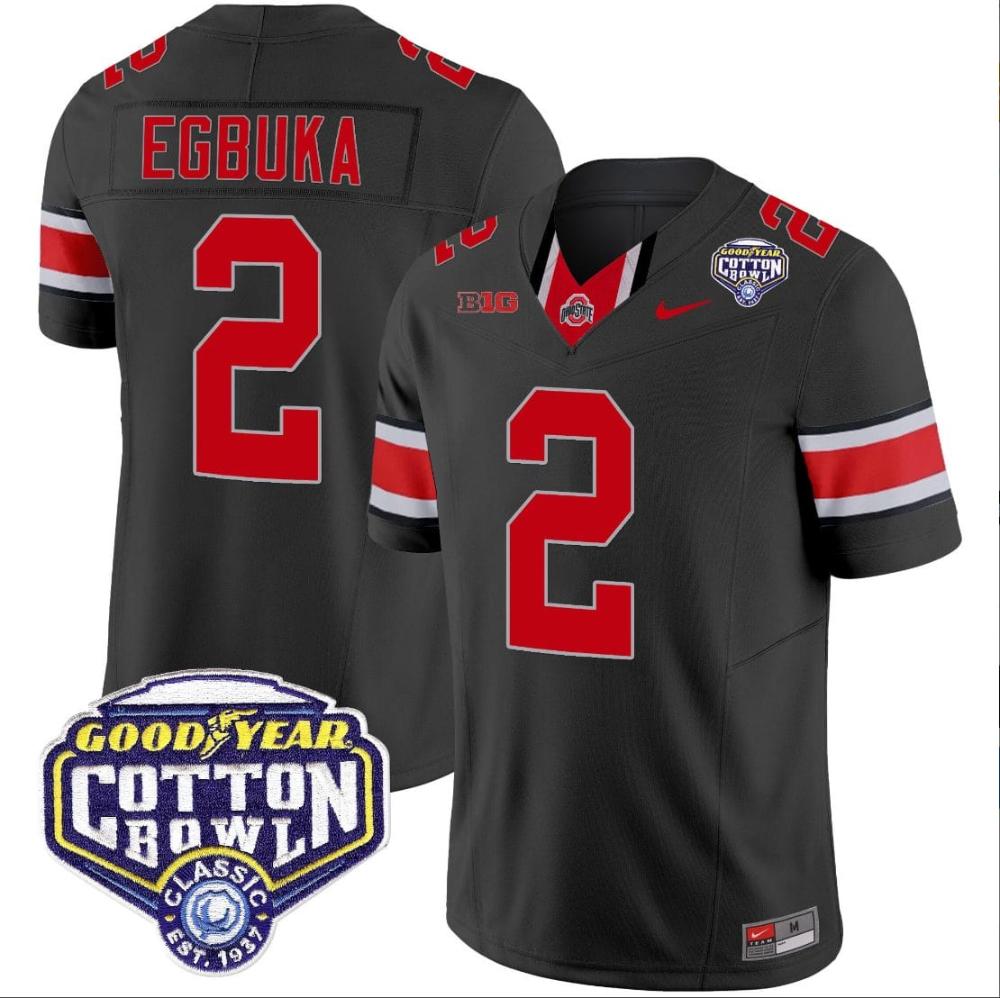 Mens Emeka Egbuka Jersey 2 Ohio State Buckeyes Cotton Bowl Patch Vapor Footba