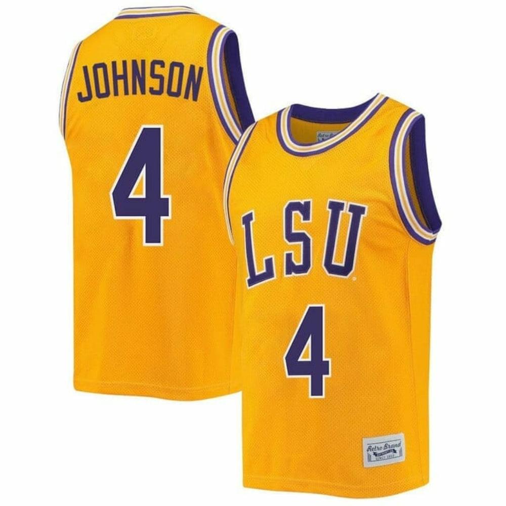 Mens Flaujae Johnson Jersey Lsu Tigers Basketball 2023 Ncaa College Retro Gol