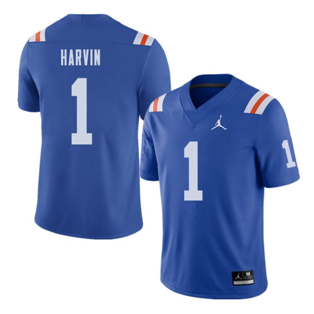 Mens Florida Gators 1 Percy Harvin Blue Jersey